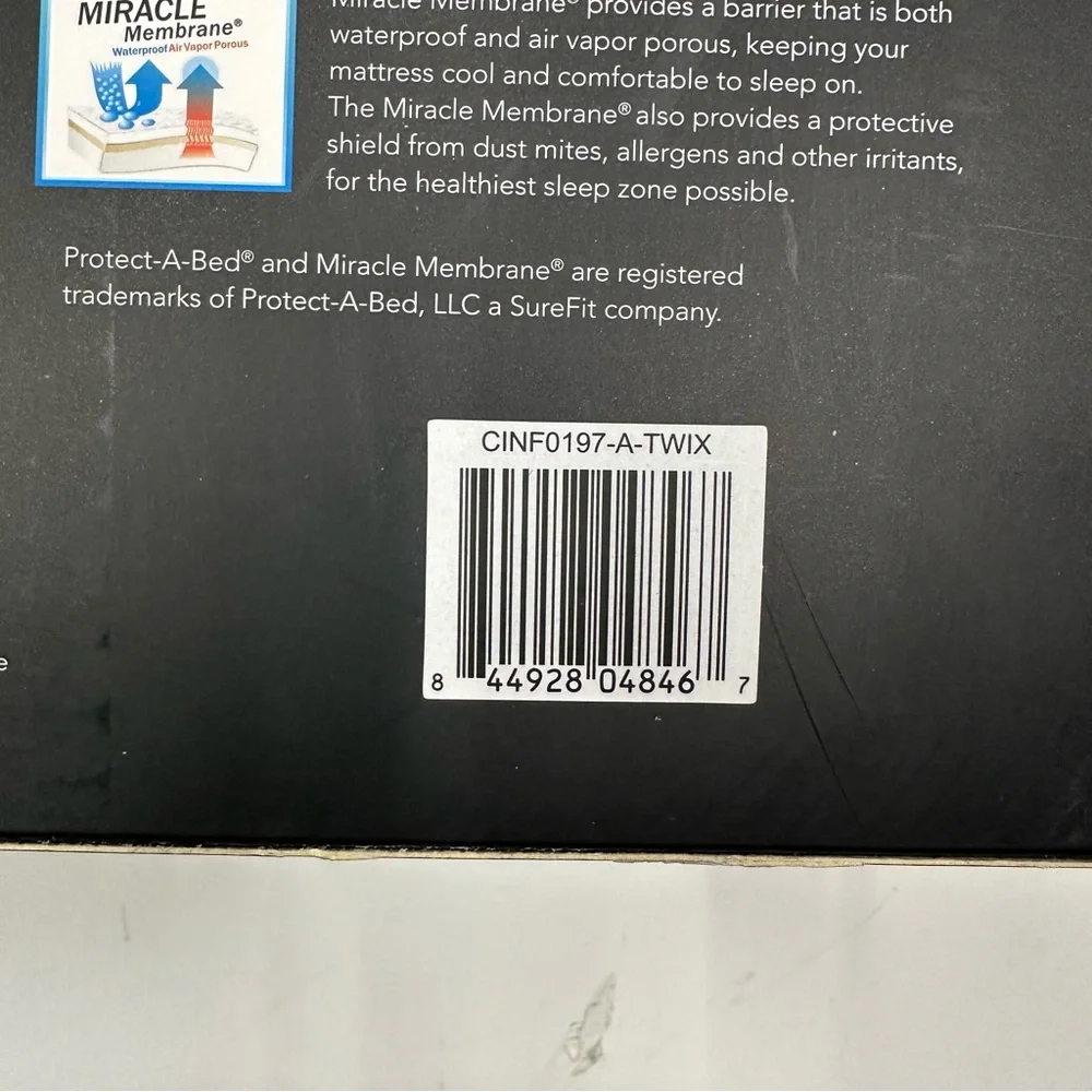 Protect-A-Bed Surefit mattress protector charcoal infused twin XL Waterproof NEW